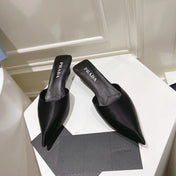 PRA POINTED-TOE MULES BLACK SATIN