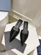 PRA POINTED-TOE MULES BLACK SATIN