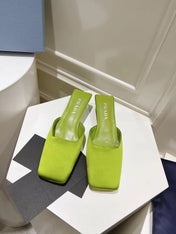 PRA SQUARE TOE MULES PEAR SATIN