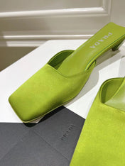 PRA SQUARE TOE MULES PEAR SATIN