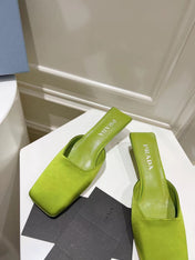 PRA SQUARE TOE MULES PEAR SATIN