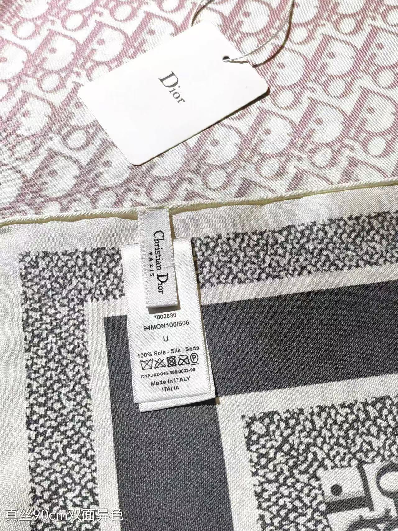 CD SCARF DOUBLE-SIDED IN PINK AND GREY MONOGRAM SILK