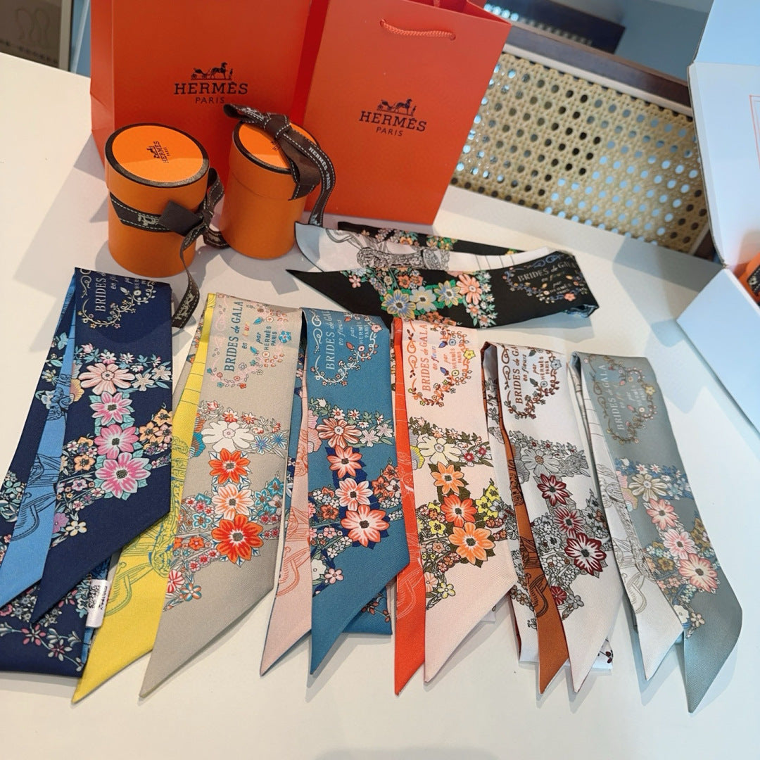 HERMES 25S SILK NECKERCHIEF 86 IN SILK 714380