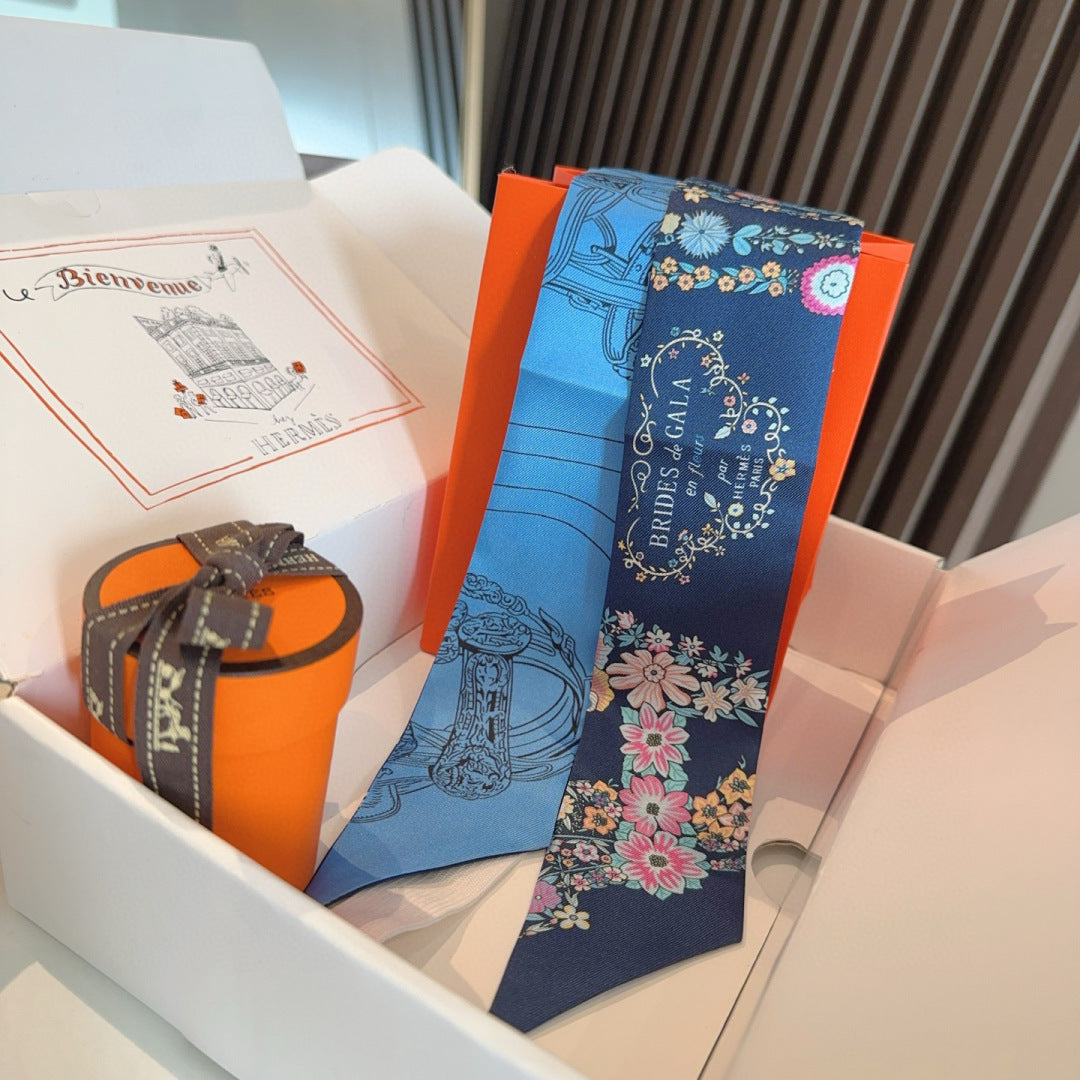 HERMES 25S SILK NECKERCHIEF 86 IN SILK 714380