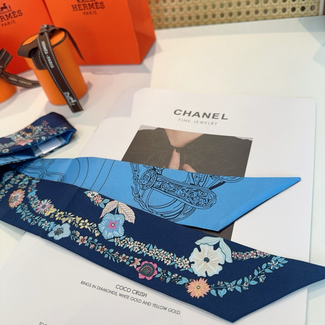 HERMES 25S SILK NECKERCHIEF 86 IN SILK 714380