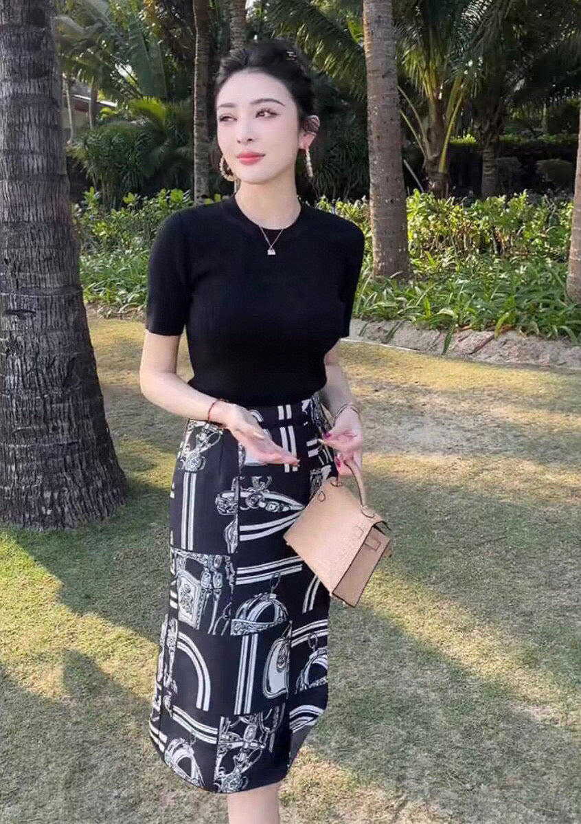 HERMES 25S SLIT MIDI SKIRT 337