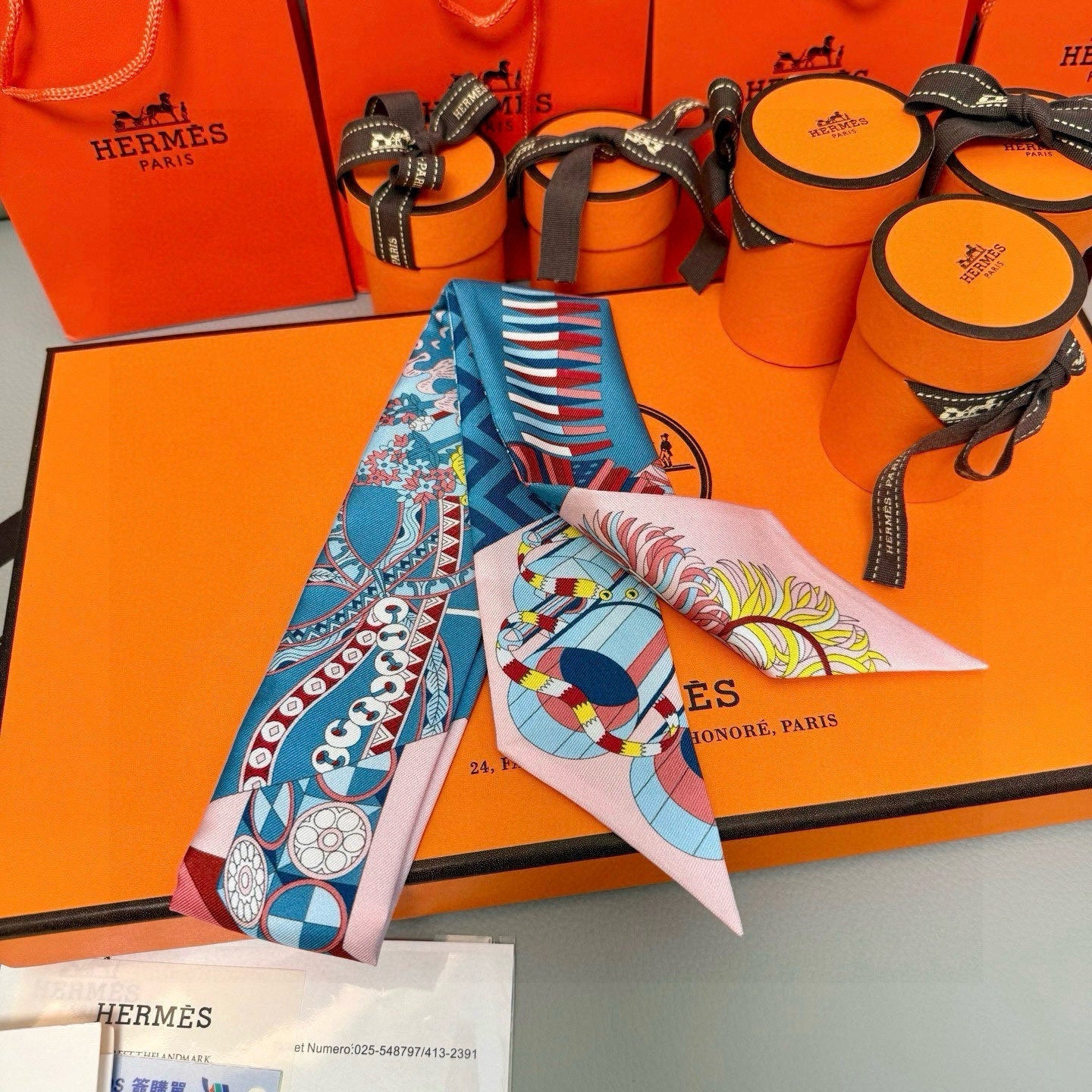 HERMES 25S SILK NECKERCHIEF 86 IN SILK 714346