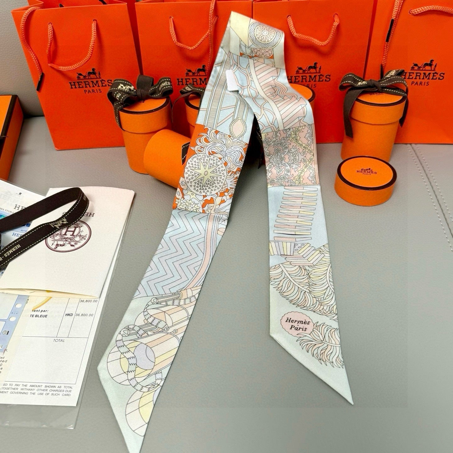 HERMES 25S SILK NECKERCHIEF 86 IN SILK 714349