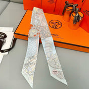 HERMES 25S SILK NECKERCHIEF 86 IN SILK 714349