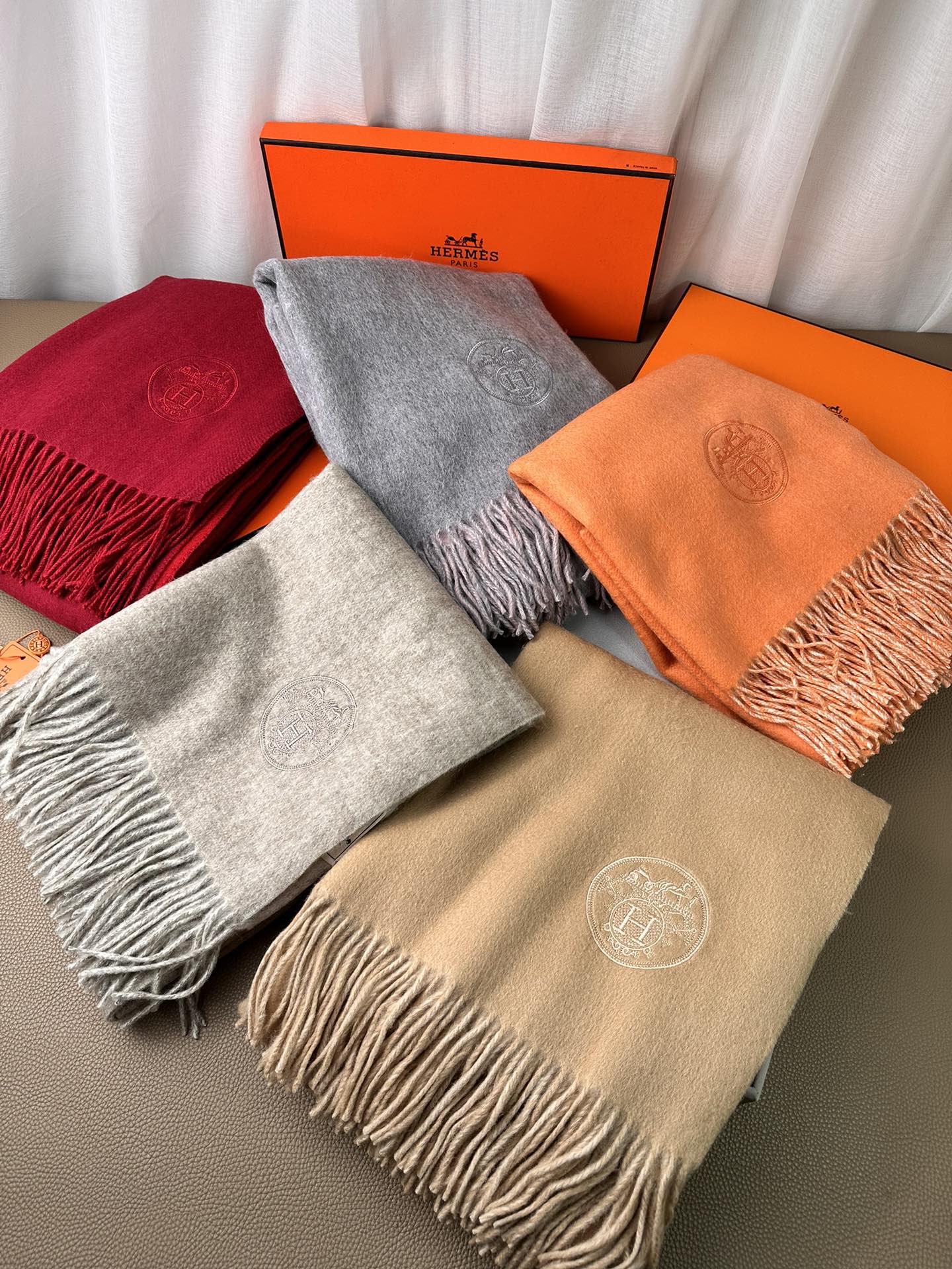 DOUBLE-FACE SCARF 200 CM IN CRIMSON RED CASHMERE