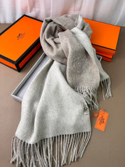 DOUBLE-FACE SCARF 200 CM IN GREY CASHMERE