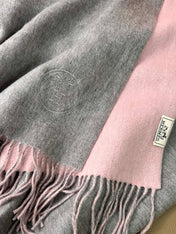 DOUBLE-FACE SCARF 200 CM IN LIGHT PINK AND GREY CASHMERE