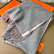 DOUBLE-FACE SCARF 200 CM IN LIGHT PINK AND GREY CASHMERE