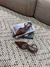 PRA SATIN SLINGBACK PUMPS CHOCOLATE