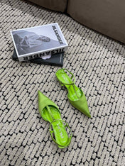 PRA SATIN SLINGBACK PUMPS CHARTREUSE