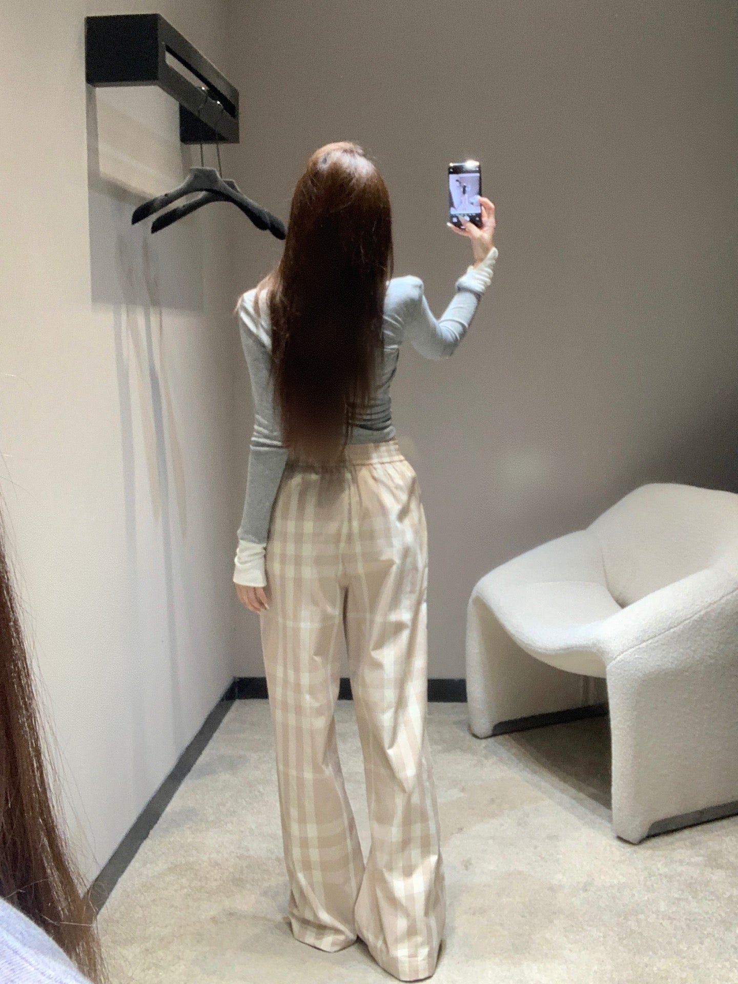 BURBERRY 25S PLAID STRAIGHT-LEG PANTS 091