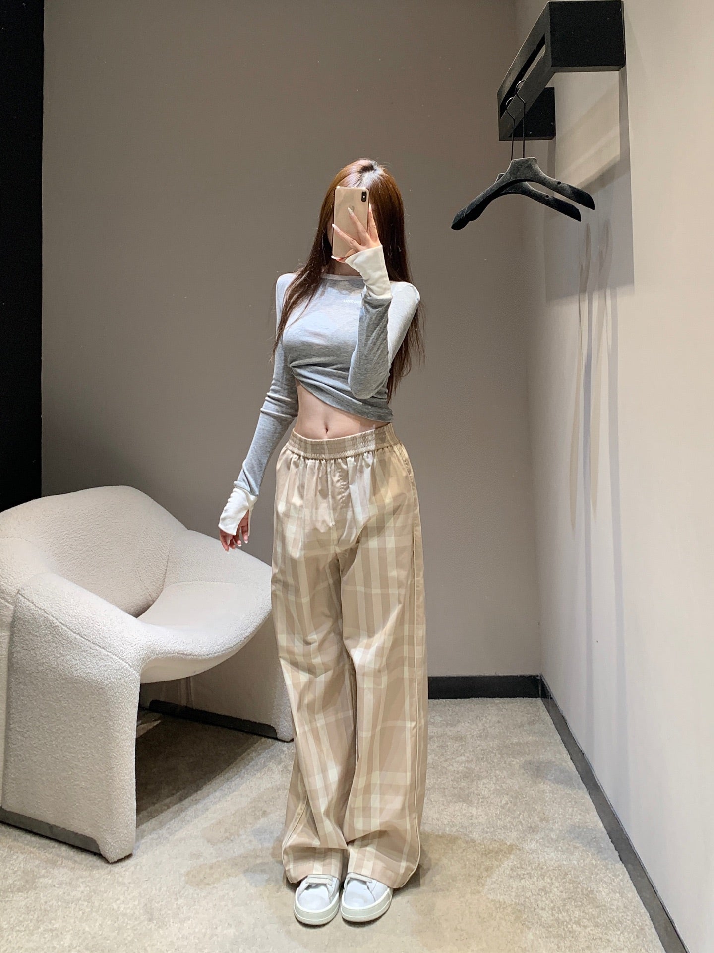 BURBERRY 25S PLAID STRAIGHT-LEG PANTS 091