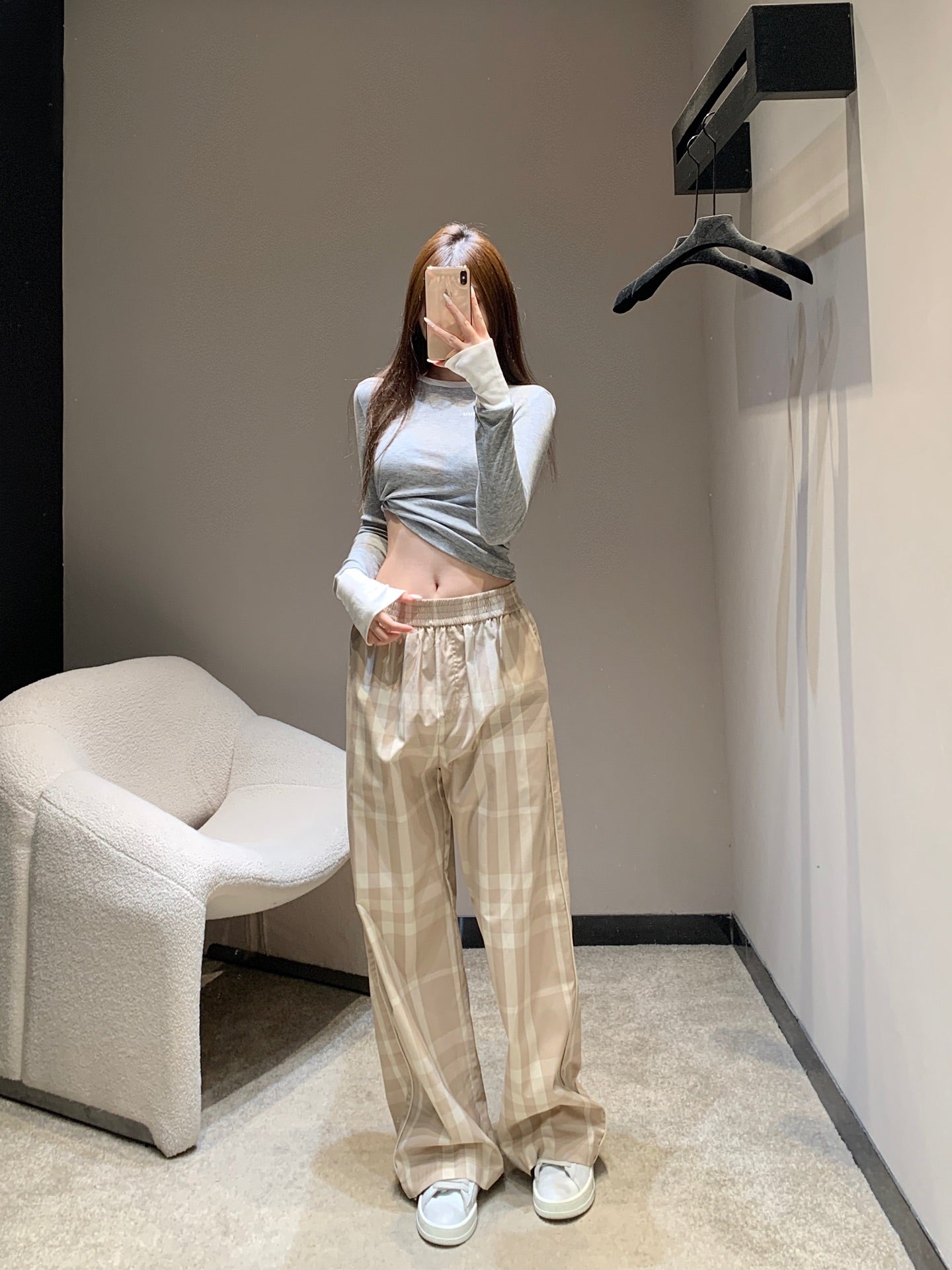 BURBERRY 25S PLAID STRAIGHT-LEG PANTS 091