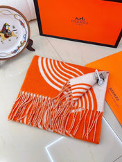 SCARF 180 CM IN FIRE ORANGE MIX WHITE CASHMERE