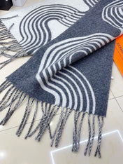 SCARF 180 CM IN SHARK GREY MIX WHITE CASHMERE