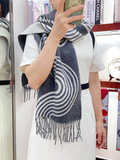 SCARF 180 CM IN SHARK GREY MIX WHITE CASHMERE
