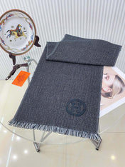 GRANITE MUFFLER 180 CM SCARF IN MARINE MIX BLEU MOYEN CASHMERE