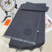 GRANITE MUFFLER 180 CM SCARF IN MARINE MIX BLEU MOYEN CASHMERE
