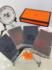 GRANITE MUFFLER 180 CM SCARF IN MARINE MIX BLEU MOYEN CASHMERE