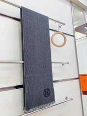 GRANITE MUFFLER 180 CM SCARF IN MARINE MIX BLEU MOYEN CASHMERE