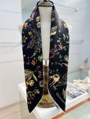 DIOR REVERSIBLE PRINTED SQUARE SCARF 90 CM IN BLACK SILK 735867