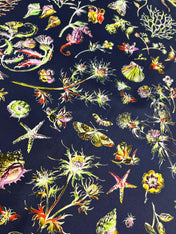 DIOR REVERSIBLE PRINTED SQUARE SCARF 90 CM IN NAVY BLUE SILK 735869