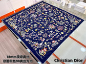 DIOR REVERSIBLE PRINTED SQUARE SCARF 90 CM IN NAVY BLUE SILK 735869