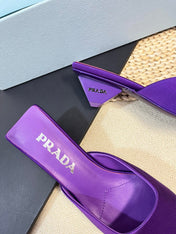 PRA SQUARE TOE MULES VIOLET SATIN