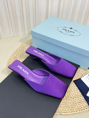 PRA SQUARE TOE MULES VIOLET SATIN