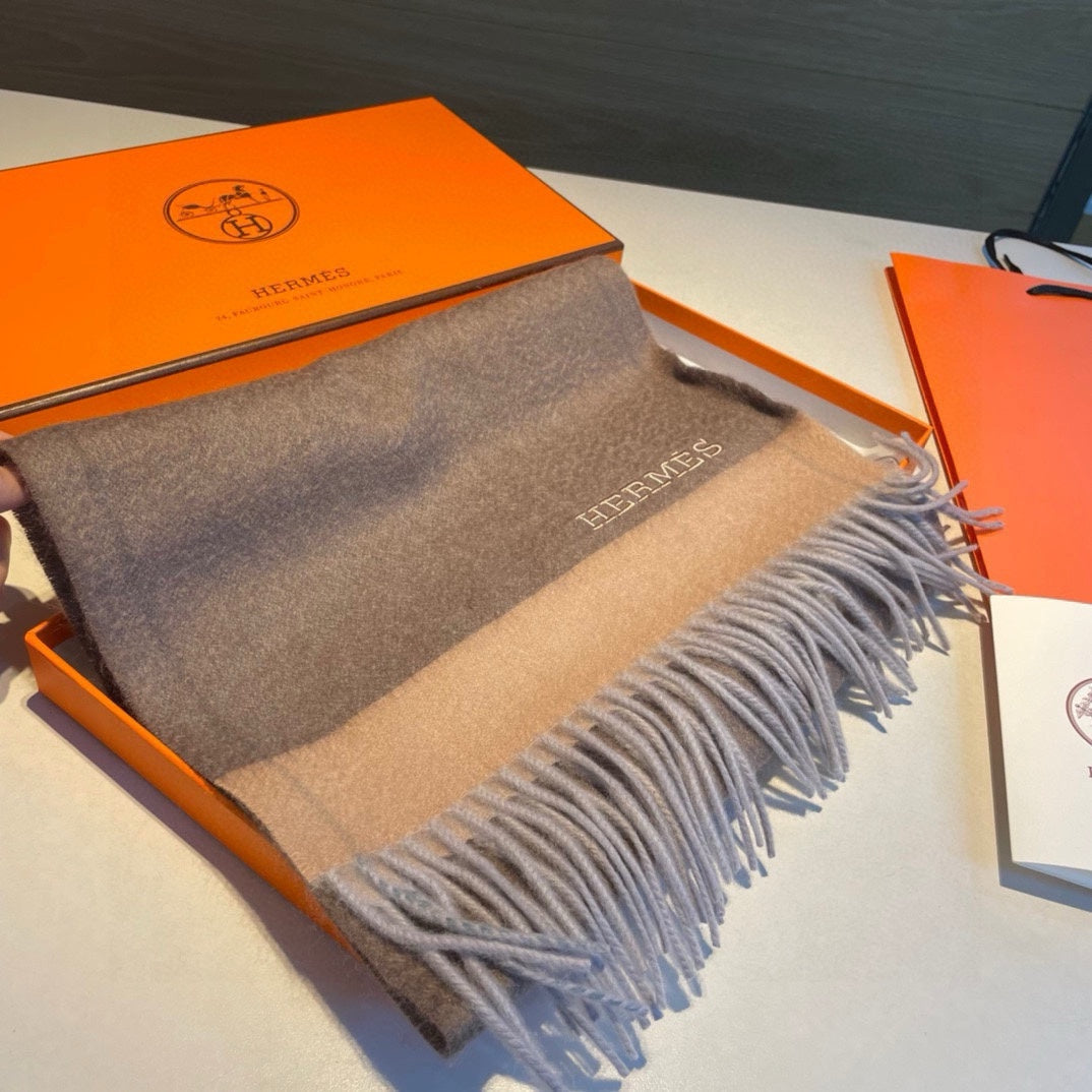 SCARF 180 CM IN MEDIUM BROWN CASHMERE 366046