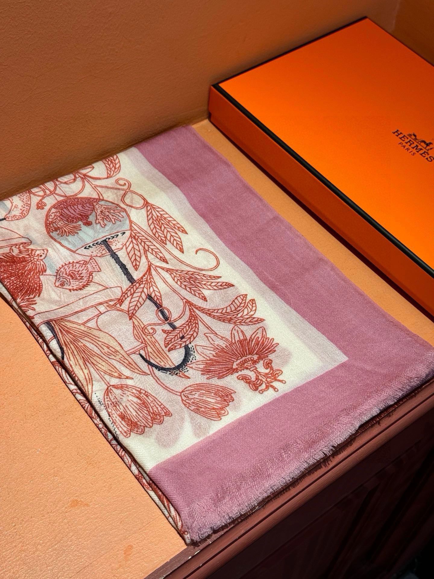 EXOTIC PARADISE CASHMERE SCARF 200 CM CREPE PINK MIX COLORFUL CASHMERE