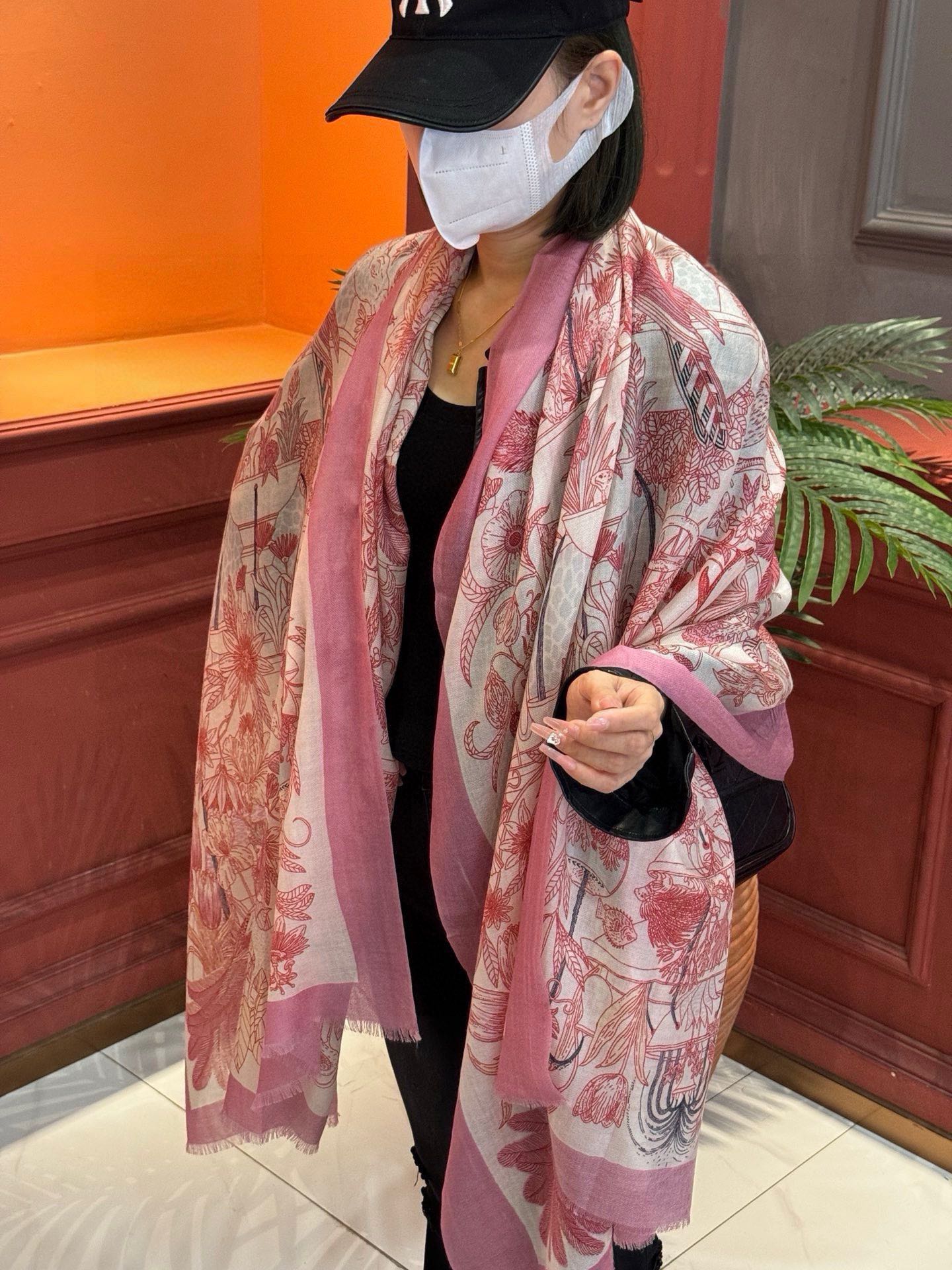 EXOTIC PARADISE CASHMERE SCARF 200 CM CREPE PINK MIX COLORFUL CASHMERE