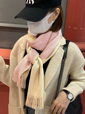 HIGH-END SCARF 180 IN LIGHT PINK MIX BEIGE CASHMERE