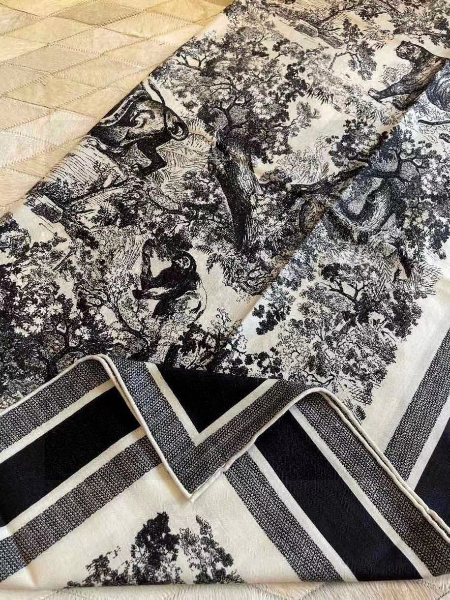 DIOR SCARF 110 CM IN COTTON-SILK FABRIC 730606