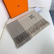 SCARF 190 CM IN WHITE MIX GRAY CASHMERE