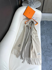 SCARF 190 CM IN WHITE MIX GRAY CASHMERE