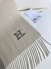 SCARF 190 CM IN WHITE MIX GRAY CASHMERE