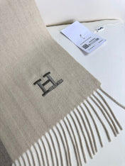 SCARF 190 CM IN WHITE MIX OAT TAN CASHMERE
