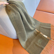 SCARF 180CM OLIVE GREEN CASHMERE