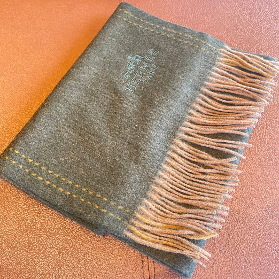 SCARF 180CM OLIVE GREEN CASHMERE