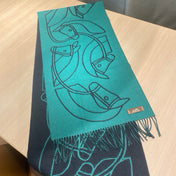 CASAQUE ENTRELACS EQUESTRES 190 CM SCARF IN PERSLAN GREEN CASHMERE