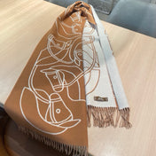 CASAQUE ENTRELACS EQUESTRES 190 CM SCARF IN COPPER BROWN CASHMERE