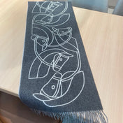 CASAQUE ENTRELACS EQUESTRES 190 CM SCARF IN SHADOW GRAY CASHMERE