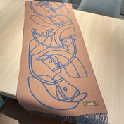 CASAQUE ENTRELACS EQUESTRES 190 CM SCARF IN AZURE BLUE CASHMERE