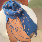CASAQUE ENTRELACS EQUESTRES 190 CM SCARF IN AZURE BLUE CASHMERE